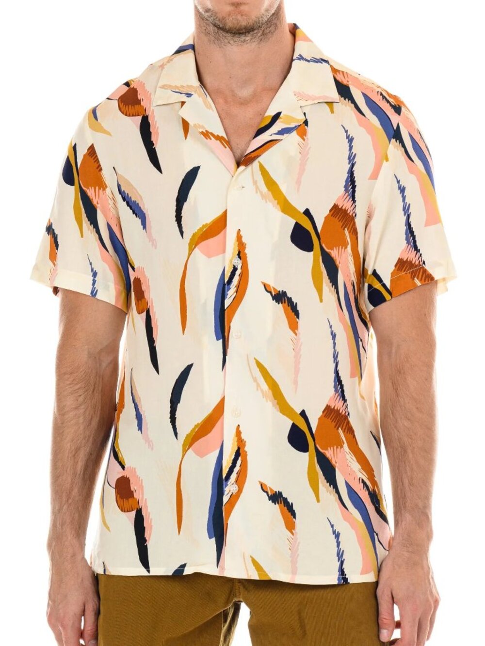 Original Paperbacks Cream/Orange Abstract Print Rio Shirt/17240